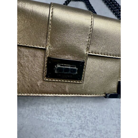 NWT The Kooples‎ Small Emily Champagne Gold Leather Clutch Wallet Chain Strap - Picture 9 of 10